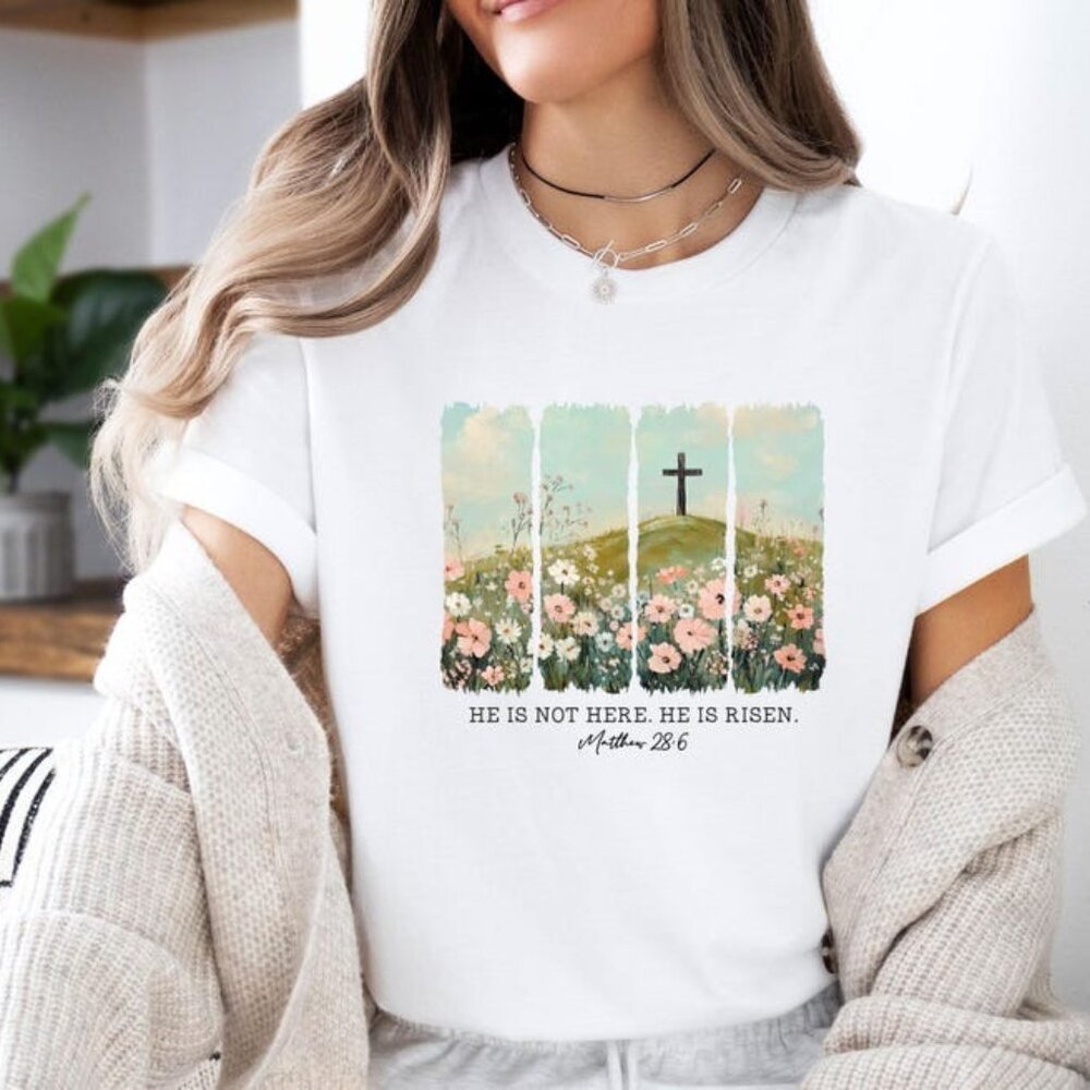 Easter Christian Shirt, He Is Risen Tshirt, Religious T shirt